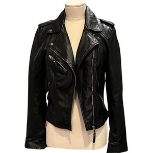 Zara TRF Women’s Biker Moto Jacket  - Soft Sheep Leather Black  - Size S.